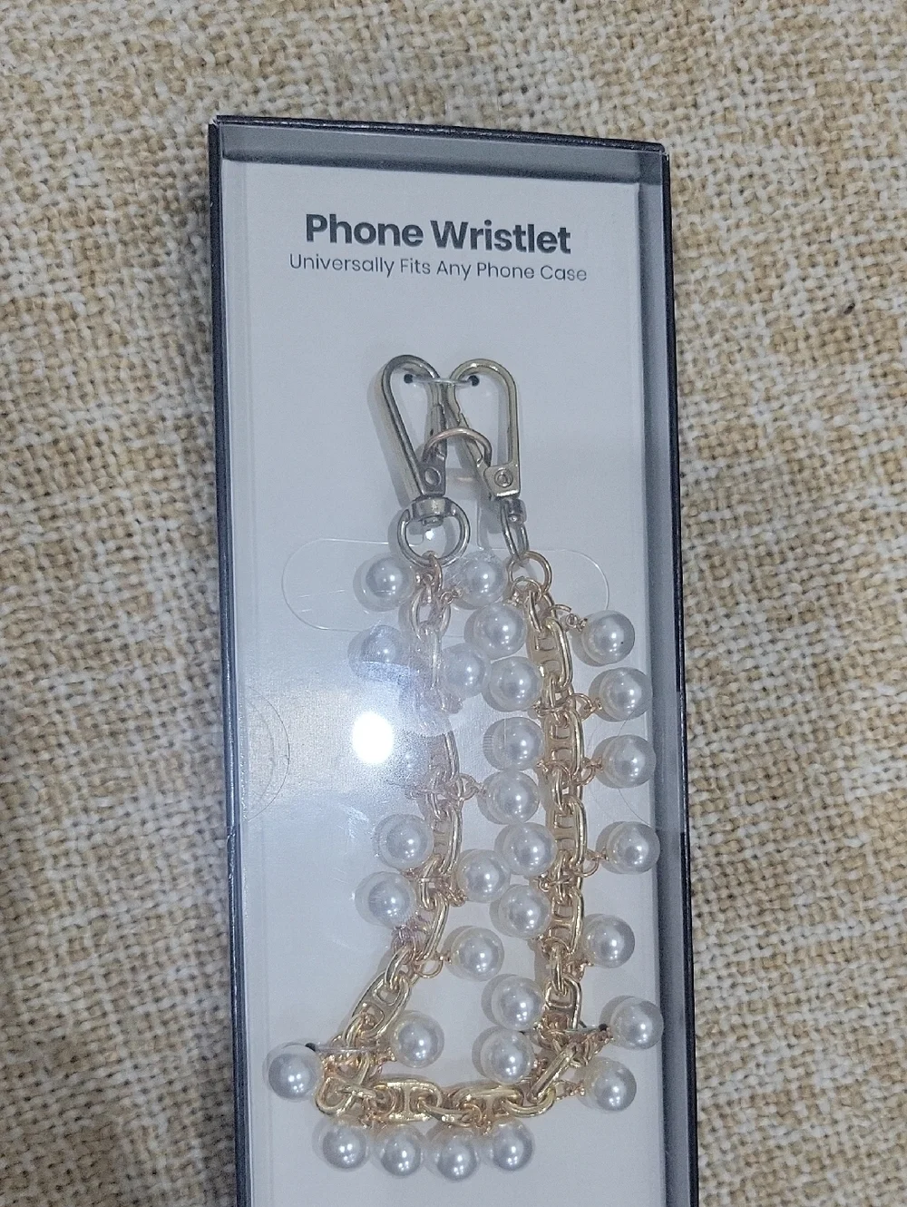 Pearl Phone Wristlet with Gold Chain - Universal Phone Accessory